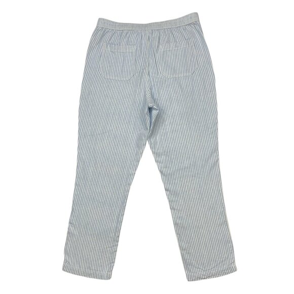 By Anthropologie Seashore Striped Pants M Blue Linen Blend High Rise Drawstring - Picture 11 of 12